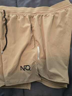 NFQ Never Fucking Quit Spellout Training Shorts - Tan / Coyote (Medium)
